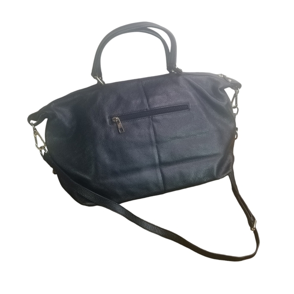 ORA DELPHINE black leather shoulder tote bag - Picture 3 of 11